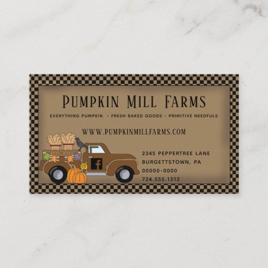 プリムパンプキンファームヴィンテージトラックカントリー 名刺 (正面)