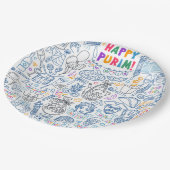 プリムパーティープレート-フェスティバルユダヤデザイン ペーパープレート (アングル)