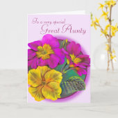 プリムラア素晴らしウンティピンク紫の誕生日カード カード (黄色い花)