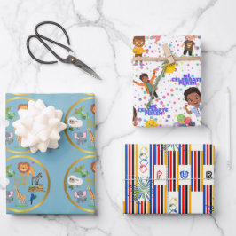 プリムラッピング用キッズフラットシートセット紙3 ラッピングペーパーシート