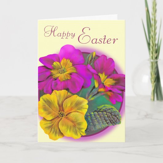 プリムラハッピーイースタークリームピンクアートカード シーズンカード (正面)