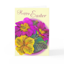 プリムラハッピーイースタークリームピンクアートカード