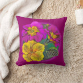 プリムラパープル&イエローアート素晴らし装飾用クッション クッション (ブランケット)