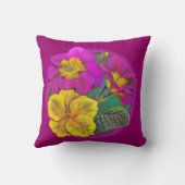 プリムラパープル&イエローアート素晴らし装飾用クッション クッション (裏面)