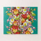 プリムロカラフルーズキュートフローラ春パーソナライズされた ジグソーパズル (横)