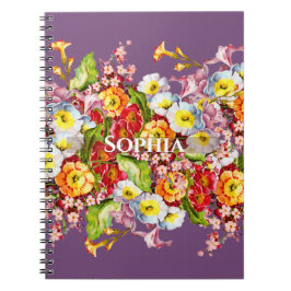 プリムロカラフルーズキュートフローラ春パーソナライズされた ノートブック