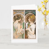 プリムローズとフェザー,ミュシャ カード (黄色い花)