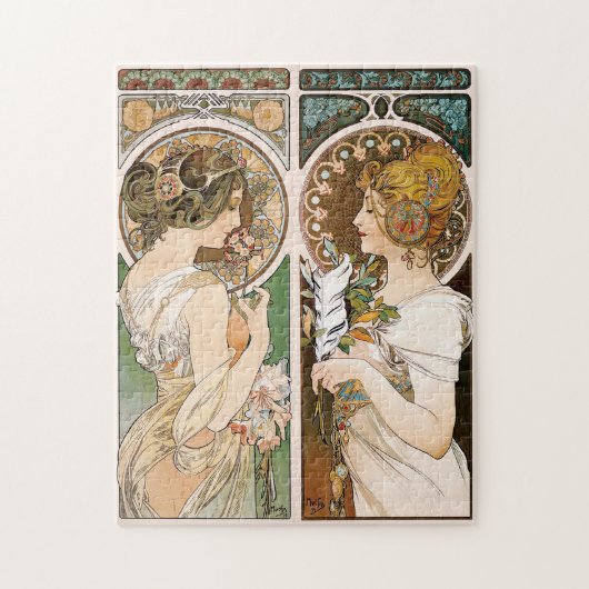 プリムローズとフェザー,ミュシャ ジグソーパズル (縦)