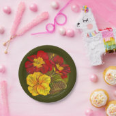 プリムローズイエローレッド素晴らしグリーン春絵画ズ ペーパープレート (パーティー)