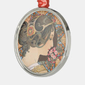 プリムローズバイアルフォンスミュシャ-ヴィンテージアールヌーボー メタルオーナメント (左)