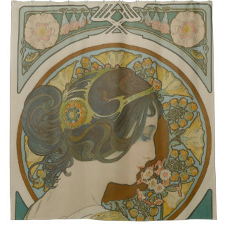 プリムローズバイアルフォンスミュシャ(1899) シャワーカーテン