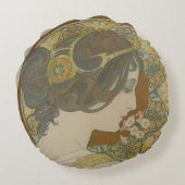 プリムローズバイアルフォンスミュシャ(1899) ラウンドクッション (裏面)