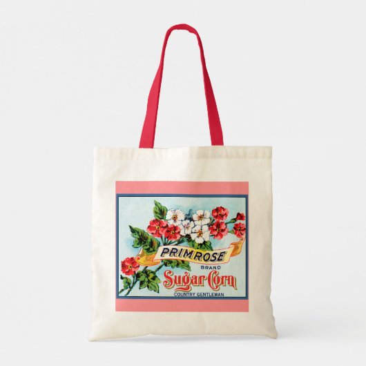 プリムローズフラワーズクラートアートヴィンテージ トートバッグ (裏面)