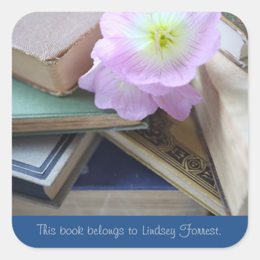 プリムローズ付き古本蔵書票 スクエアシール (正面)