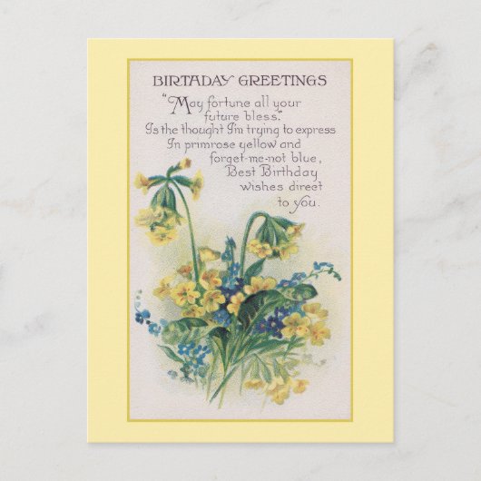 プリムロ忘れースとMe-Notヴィンテージ誕生日 ポストカード (正面)