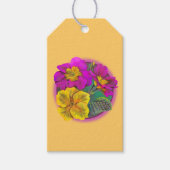 プリムロ素晴らしー絵画スアートのピンクの黄色の贈り物ラベル ギフトタグ (正面)
