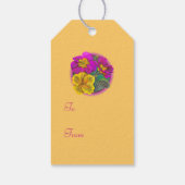 プリムロ素晴らしー絵画スアートのピンクの黄色の贈り物ラベル ギフトタグ (裏面)