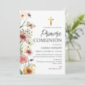 プリメスペインのラCOMUNION女の子かわいい最初の聖餐式 招待状 (スタンド正面)