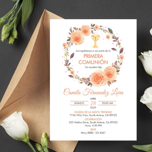 プリメスペインのラCOMUNION CHALICE FIRST COMMUNION 招待状