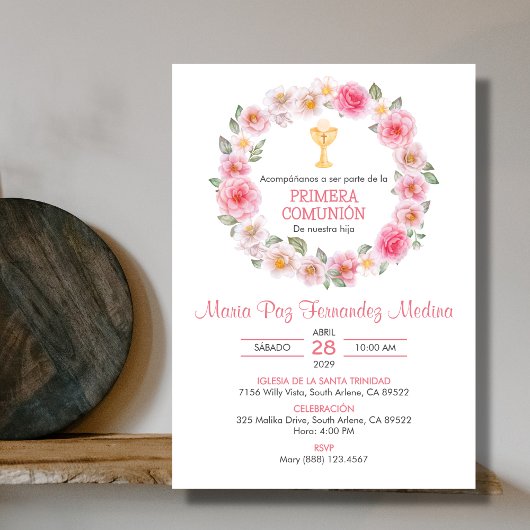 プリメスペインのラCOMUNION CHALICE FIRST COMMUNION 招待状