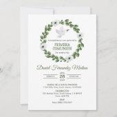 プリメラCOMUNIONかわいいグリーン離れズファーストコミュニオン 招待状 (正面)