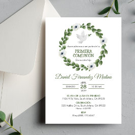 プリメラCOMUNIONかわいいグリーン離れズファーストコミュニオン 招待状