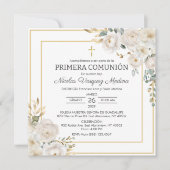プリメラCOMUNIONホワイトローゼファースト・ホリー・コミュニオン 招待状 (正面)