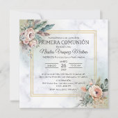 プリメラCOMUNIONボホフラワーズボーイファースト聖餐式 招待状 (正面)
