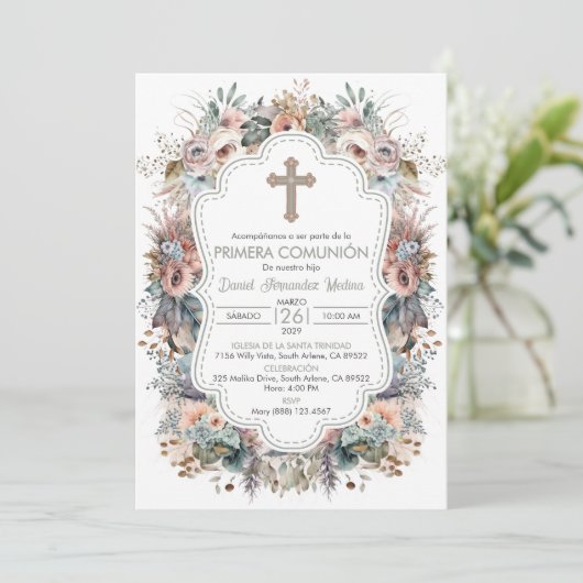プリメラCOMUNION INVITACION BOHO First Communion 招待状 (スタンド正面)