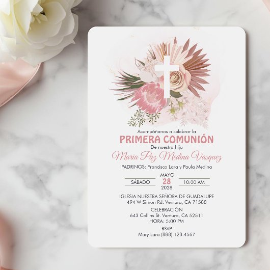プリメラCOMUNION INVITACION BOHO First Communion 招待状