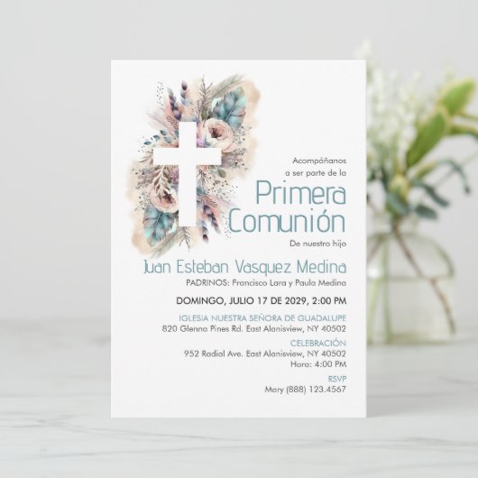 プリメラCOMUNION INVITACION BOHO First Communion 招待状 (スタンド正面)