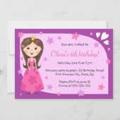プリンかわいらしセスピンク紫の誕生日 招待状 (正面)
