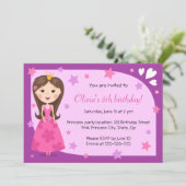 プリンかわいらしセスピンク紫の誕生日 招待状 (スタンド正面)
