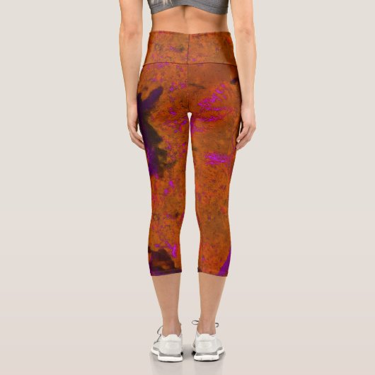 プリンと燃えたオレンジの石灰岩抽象芸術 カプリレギンス (裏面)