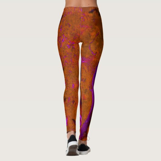 プリンと燃えたオレンジの石灰岩抽象芸術 レギンス (裏面)