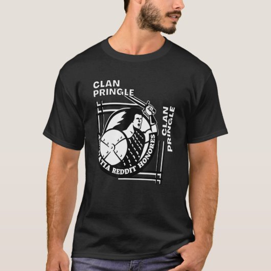 プリングル一族のゲール語の合い言葉は剣士 Tシャツ (正面)
