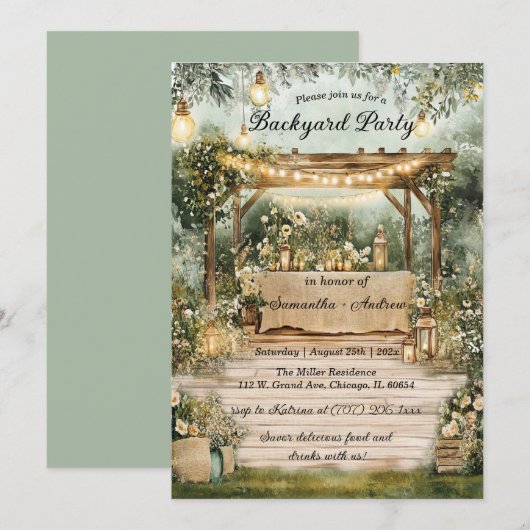 プリンシパル バックヤード ラスティック パーティ 招待状 (正面/裏面)