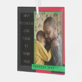 プリンシプルレッドブラックグリーンフォトクワンザ ガラスオーナメント (正面左)