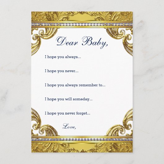 プリンスが男の赤ちゃんの赤ちゃんシャワーを望む アドバイスカード (裏面)