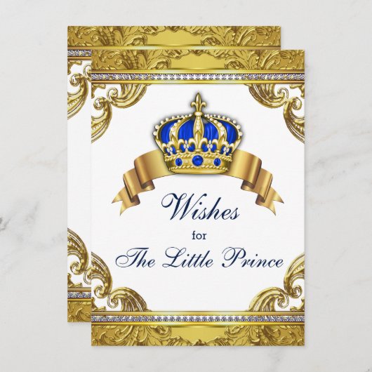 プリンスが男の赤ちゃんの赤ちゃんシャワーを望む アドバイスカード (正面/裏面)