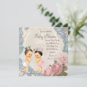 プリンスとプリンセスの双子ベビーシャワー 招待状 (スタンド正面)
