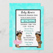 プリンスとプリンセスツインズベビーシャワー 招待状 (正面/裏面)