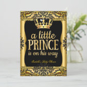 プリンスの道ベビーシャワー金ゴールドブラック2 招待状 (スタンド正面)