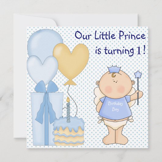 プリンスの1歳の誕生日パーティー 招待状 (正面)