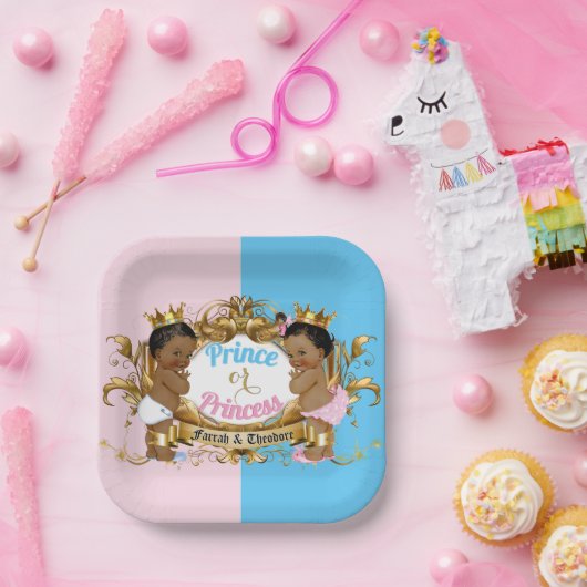 プリンスまたはプリンセスピンク&ブルー王室のジェンダーの明け ペーパープレート (パーティー)