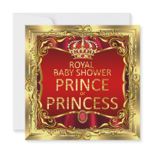 プリンスまたはプリンセスベビーシャワー 赤 ゴールド