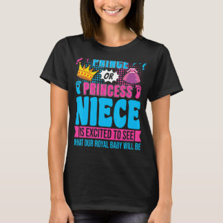 プリンスまたはプリンセス姪のベビー性別パーティーの表示 Tシャツ