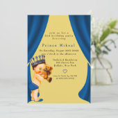 プリンスアンドテディベアブルー金ゴールド誕生会 招待状 (スタンド正面)