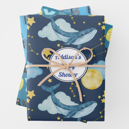 プリンスウォーター・カラークジラの赤ちゃんシャワー ラッピングペーパーシート (インサイチュ)