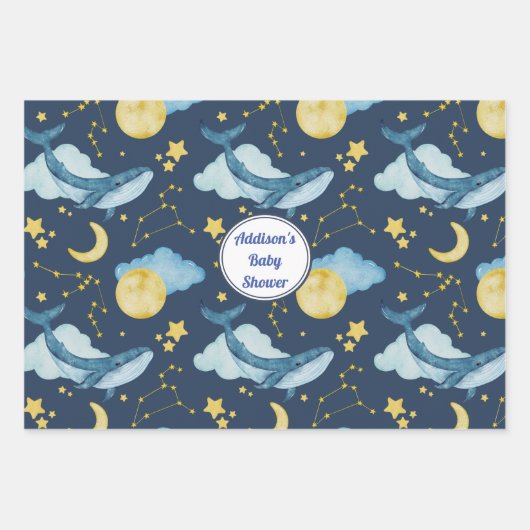 プリンスウォーター・カラークジラの赤ちゃんシャワー ラッピングペーパーシート (正面)